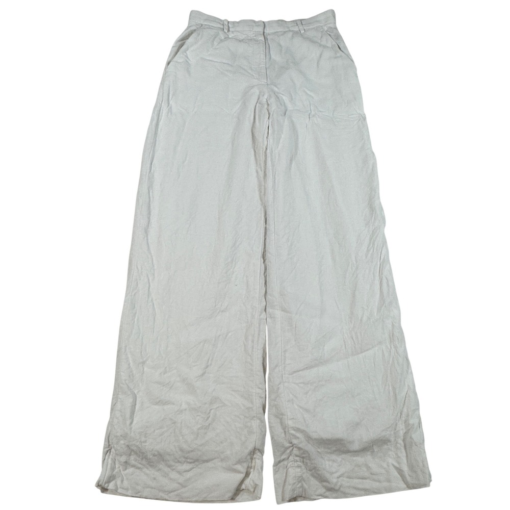 Abercrombie & Fitch White Linen Blend Wide Leg Trousers Size 27 4R Boho Whimsy